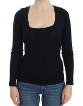 Ermanno Scervino Blue Knitted Wool Stretch Sweater Top -   -  Ermanno Scervino.